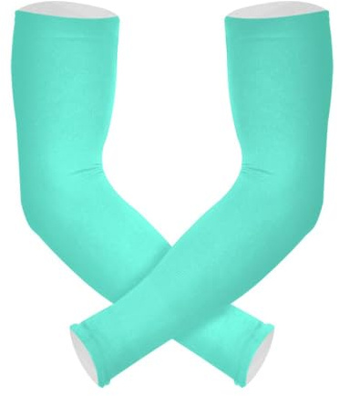 RPLIFE Manga de compresión UV azul mineral, mangas de brazo de refrigeración para ciclismo, manga de brazo juvenil, mangas de ciclismo para hombres, Azul Aqua, talla única