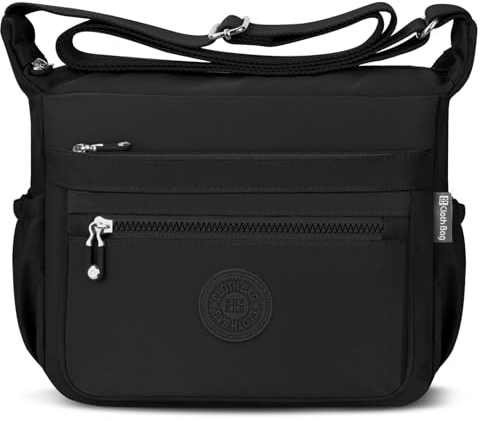 JUYANO Umhängetasche Damen Mittelgroß, Nylon Wasserdicht Handtasche Damen mit mehreren Taschen Leichte Crossbody Bag Damen Verstellbarer Breitem Freizeit für Einkaufen Reisen Schule