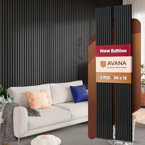 Avana Acoustic Wood Wall Panels – Black Oak Acoustic Panels Set Of 2 – Wall Panels For Interior Wall Decor For Homes, Offices, Studios – Aesthetically Pleasing Decorative Wood Panels For Wall