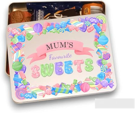 Large Personalised Sweet Tin perfect for mum dad nana grandad friend teacher work with sweet assortment design