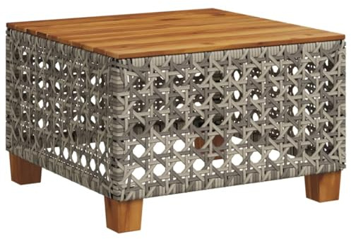 vidaXL Gartentisch Grau 55x55x36 cm Poly Rattan Akazienholz