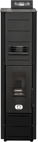STUFE A PELLET ITALIA Colonna 10 KW WiFi | Pelletöfen Effizienz 85% Heizt 80m² Superkompaktes Design WiFi-Steuerung Programmierbar 5 Geschwindigkeiten und Leistungsstufen 24 Monate Garantie Schwarz