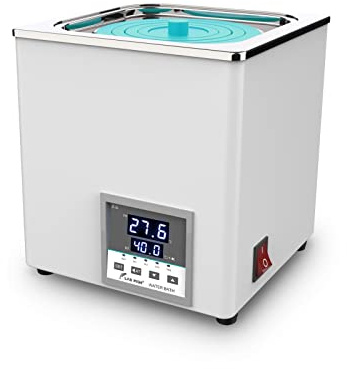LAB FISH Bain Marie Laboratoire 3L, 300W - Simple Ouverture, Inox - Thermostat Intelligent ±0,1°C - Minuterie 0-999min - Écran LED