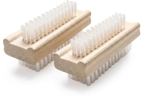GEEZY Wooden Double Sided Nail Brushes with Firm Bristles, Pack of 2