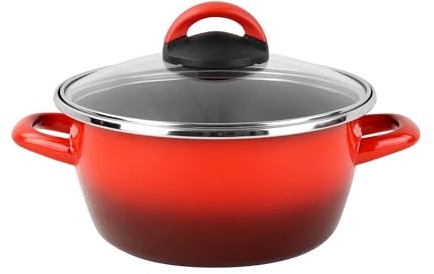 Cacerola 'SR' Ø16cm CON tapa de vidrio color rojo Magefesa