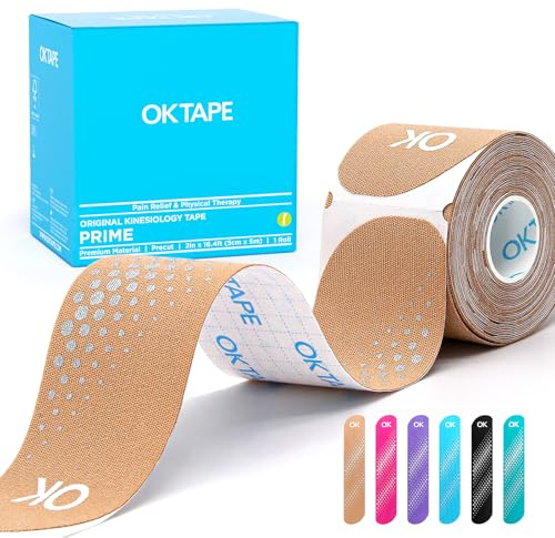 OK TAPE Synthetic Precut Kinesiology Tape for Protection, 2inx16.4ft 20PCS