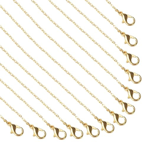 30Pcs Necklace Chain 18Inch Gold Plated Necklace Chain for Jewellery Making | Bulk Necklace Chains with Lobster Claw Clasp 2 mm Thin Chains Gold Cable Chains for Necklace Making DIY Supplies