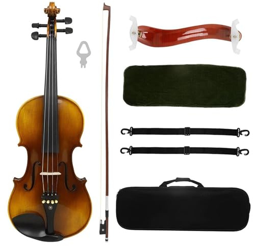 Violin Starter Set 4/4 Violine Fichtenplatte Ahornrückseite Ebenholzgriffbrett Violine Mit Bogensaiten Stimmgerät Violinteile Und Zubehör(Set 2)