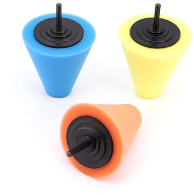 cyclingcolors 3x Tamponi in spugna per lucidatura lucidatura trapano cono universale per ceretta in schiuma per carrozzeria, cerchione, auto, moto, 3 durezze