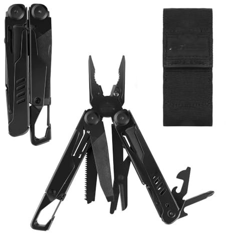 SECWL 15-in-1 Multi-Tool Pliers with Sheath Folding Plier Wire Stripper Outdoor Camping Survive Mini Portable Multitool Pocket