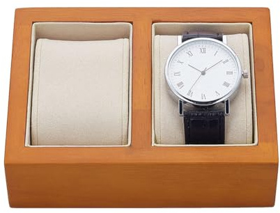 PH PandaHall Espositore per Orologi In Legno Massiccio Doppio Porta Orologi con Cuscino Scatola Portaoggetti per Orologi In Legno per Uomo Donna Vetrina per Orologi, Doppio Quadrato, 13x9.5x4.5cm