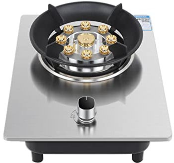 GAROEN Cuisinière à gaz 33 cm Cuisinière à gaz encastrable Couvercle en cuivre, 7,0/KW Neuf cavités Verre trempé Noir avec sécurité Anti-Flamme (A NG)
