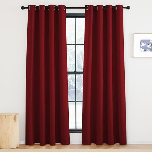 KGORGE Blickdichte Vorhänge Hitzeschutz Thermovorhang mit Ösen | Rot,2er Set,220 x 140 cm(HxB),Thermo Vorhang gegen Hitze,Verdunkelung,Sonnenschutz,für Schafzimmer/Wohnzimmer
