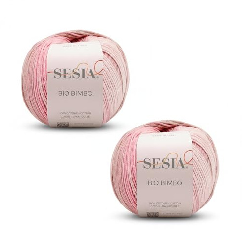 2 Knäuel 100% Bio-Baumwolle, Multicolor Garn, Nadeln 2.5-3, Sesia Bio Bimbo, zum Stricken und Häkeln (2, Mehrfarbig - 0068)
