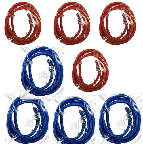 Quailitas Bungee Cords with Hooks, 180 cm, Pack of 9, Red Blue Yellow, Heavy-Duty Elastic Straps for Luggage and Camping