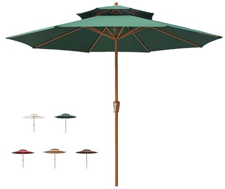 WATAOW Parasol 270 Cm | Grand Parasol De Jardin | Parasol pour Restaurants, Piscine, Table,Balcon, Terrasse, Plage Et Extérieur | Parasol De Marché avec Manivelle(Green)
