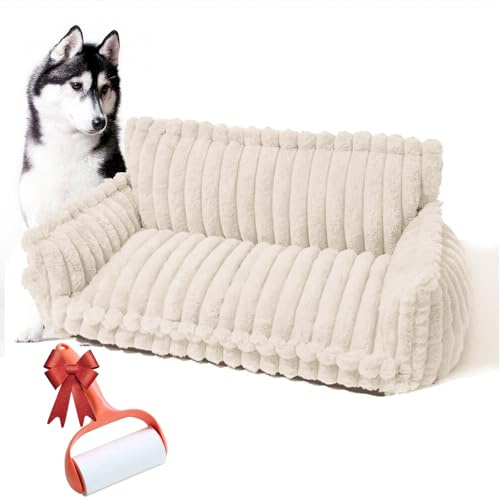 Vgpbphj Haustiersofa Chaffar, Cord Hundebett Hundesofa Inkl. Mini-Kissen, Waschbarer Hundecouch Grosse Hunde, Schlafplätze & Möbel für Hunde (Weiß, XXL (120x75x40cm))