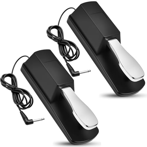 2 Stück Universelles Sustain-Pedal für Klaviertastatur, Sustain-Pedal geeignet für MIDI-Keyboard-Synthesizer/elektronisches Klavier mit 1.5m Kabel und Polaritätsschalter, kompatibel mit 6.5 mm Klinke