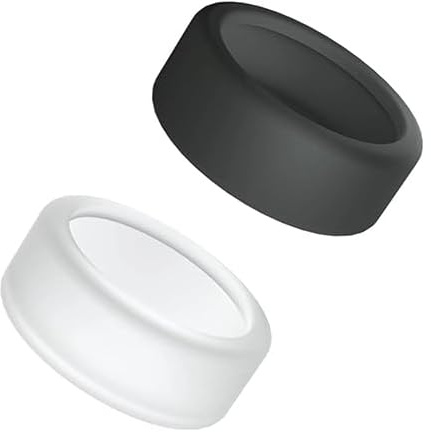 SNMYGS 2 Pcs Ring Protector Gym, Silicone Ring Protective Cover, Anti-Scratch Elastic Case Finger Wrapper, Silicone Covers Protectors for Oura Rings for Women and Men (White, Black)