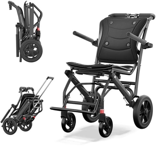 ZIIVIE VS Fauteuil Roulant Pliable Leger 3 en 1, Chaise Roulante Handicapé Ergonomique Pour Intérieur Étroit, Fauteuil Roulant de Douche avec Poignée de Transport, Coussin d'assise Amovible, 11 kg