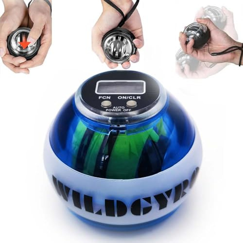 Gyro Ball Giroscopio, Torque Ball con contatore - Esercitatore automatico per il polso, rinforzatore per l'avambraccio, rinforzatore per le mani, esercitatore per le dita con luci LED blue