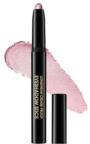 Glitzer Lidschatten Stift, Rosa Glitter Eyeshadow Stick, Wasserfest & Langanhaltend Lidschattenstift Glänzend Finish, Hochpigmentiert Shimmer Crayon Creme Eyeliner, Metallic Knitterfrei Augen Make Up