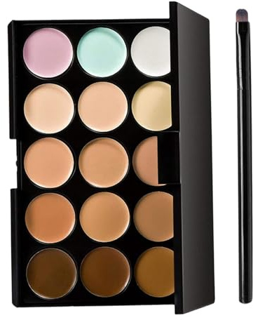 Palette correttori, 15 colori Correttore colore Palette trucco Camouflage viso Contorno Prodotti per trucco con spugna ovale e pennello Crema per il di bellezza, Contorno