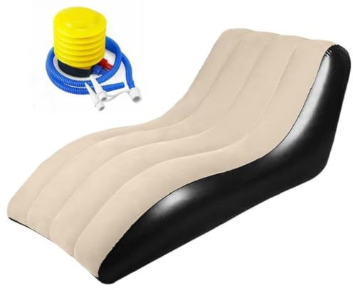 Aufblasbares Sofa, 155x86cm Luftsofa Wasserdichtes Aufblasbarer Sessel mit Luftpumpe, Tragbare und Komfortable Aufblasbare Couch Lounge-Sessel mit Beflockter Oberfläche für Wohnzimmer Outdoor Camping