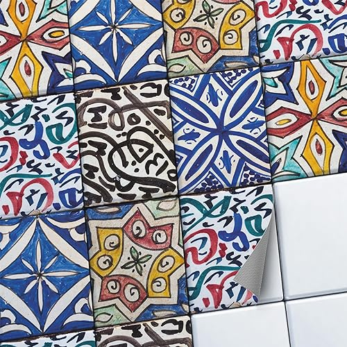CREATISTO Mosaik Klebefliesen Stickerfliesen Fliesenfolie - Selbstklebende Fliesen Folie I Stickerfliesen - Mosaikfliesen für Küche, Bad, WC Bordüre (15x20 cm I 42 -Teilig)