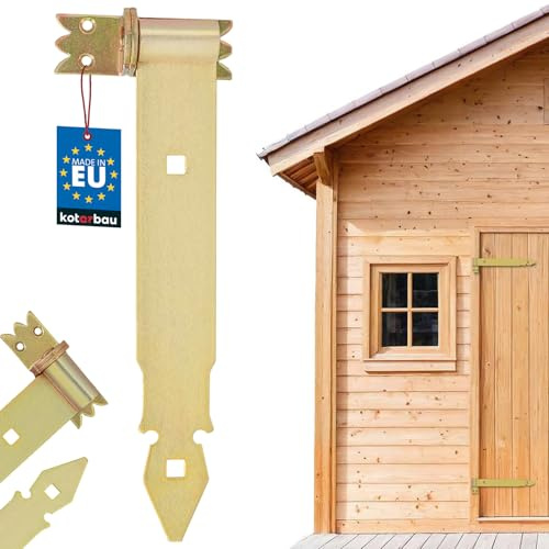 KOTARBAU® Ladenband 300 mm mit Kloben Torscharnier Scharnier Band Baubeschlag Torbeschlag Türbeschlag Rostfrei Torzubehör Verzinkt Gelb Torband Türband