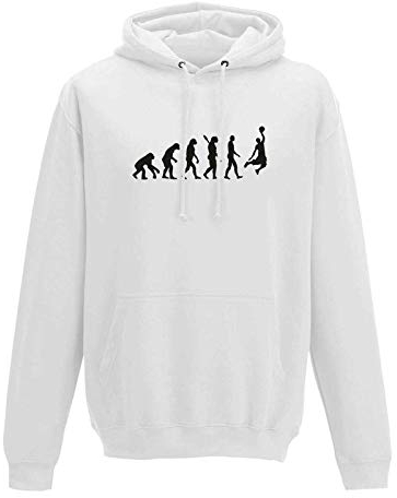 Hoodie Evolution Basketball Dunking Sport Jordan NBA 10 Farben Herren XS - 5XL DBB Alba Brose 46ers Olympia Bulls Celtics Spurs, Größe:XS, Farbe:Weiss - Logo schwarz