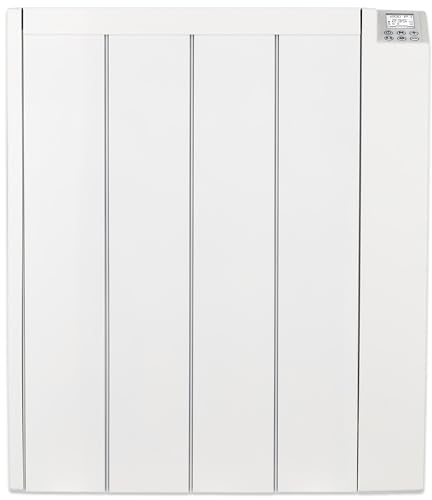 MYLEK Keramik-Heizkörper, elektrisch, mit programmierbarer digitaler Zeitschaltuhr, 1000 W, Aluminium, wandmontiert, freistehend, schmal, weiß, IP24, LOT 20 Eco Design, energiesparend (1000 W)