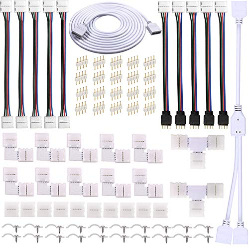 FSJEE LED Stripe Verbinder 4 polig, LED Eckverbinder für 10mm 4 Polig RGB LED Streifen.