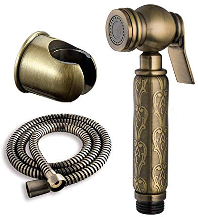 GLYYR Pulvérisateur de Bidet, Douchette à Main Bidet Kit Laiton Toilette Bidet Spray Antiquité Kit de Pulvérisation de Toilette avec Tuyau et Support pour Soins de Nettoyage