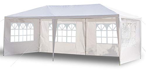 Outvita Tonnelle de Jardin, Tente de Réception Jardin avec 4 Bâches Amovibles pour Fête/Mariage/BBQ, 3x6x2,6m