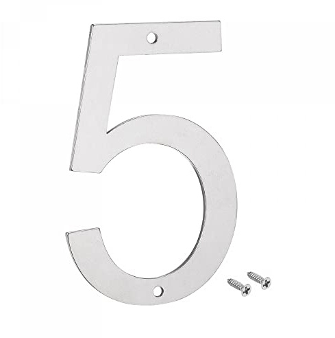 sourcing map 5 Inch 304 Stainless Steel House Number Polishing for Door Mailbox(Number 5)