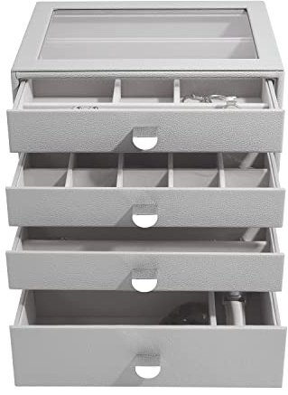Stackers Pebble Grey Classic Jewellery Box - Set of 4 (with drawers)