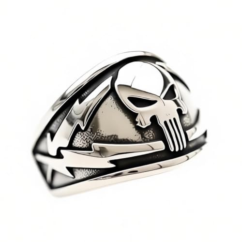 HCMA Anello da Uomo in Acciaio Warrior Anello a Forma di Teschio Anello da Uomo Retro Horror Metal Rock Hip-Hop Punk Locomotiva Regalo Gioielli