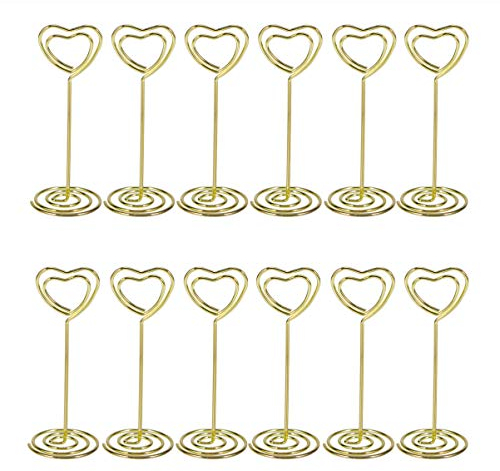 TOYANDONA 12stücke Tischkartenhalter Herzförmig Goldener Fotohalter Mit Menükartenklammern Herzförmige Klammern Für Hochzeiten Partys Und Büroklammern