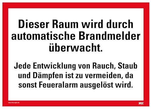 Aufkleber Feuerwehr Hinweis Text Automatischer Brandmelder Brandschutz Schild Folie selbstklebend | 14x25cm Made in Germany