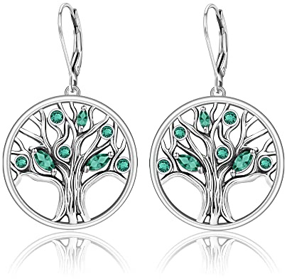 LINGBG JEWELRY Boucles d'oreilles pendantes en forme de fleur de lys en argent sterling 925 Lys rose fleur de lotus écossais Boucles d'oreilles nœud celtique Bijoux cadeaux, Argent sterling, Pas de