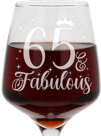 Always Looking Good 65th Birthday Gift for Women - Engraved Large Wine Glass Present for 65 Year Old - Elegant Stemmed 400ml Ladies Wine Glass