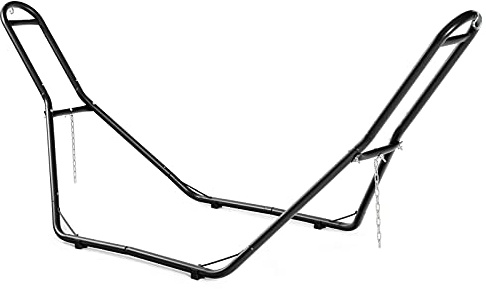 KOMFOTTEU Soporte para Hamaca de Metal, Marco de Hamaca Colgante con Carga de 200 kg, Estructura de Silla Colgante con 2 Ganchos y 2 Cadenas Ajustables, 280 x 98 x 115 cm, Negro