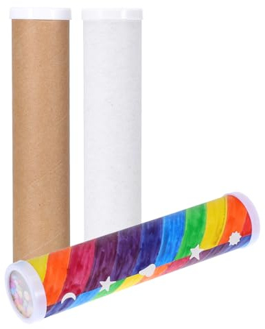 Totority Kaleidoscope Making Kit 15 Pcs Blank DIY Kaleidoscope Making Kit for Kids Variety Paper Craft Tools, White Educational Preschool Activity for Creative Decor