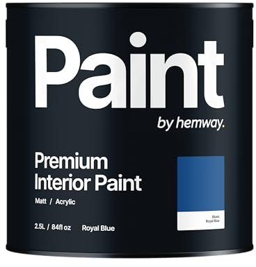 Hemway - Premium Interior Paint - Royal Blue 2.5 L | Indoor Matt Finish, Acrylic & Water-Based Emulsion | Quick Dry & High Coverage for the Kitchen, Bathroom & Bedroom