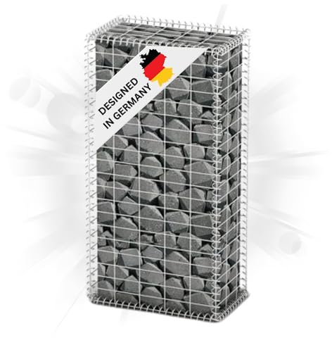 DELUKE Gabionensäule Steinsäule MISA aus Stahl | für Außenbereich | 100x50x30cm | Steinkorb Gabionengitter Ziergabione Steingabione Drahtkorb befüllbar