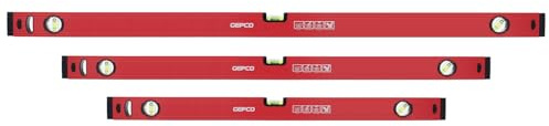 GEPCO Lot de 3 niveaux à bulle professionnels industriels 80 120 180 cm en aluminium 1,2 mm Balance de mesure 3 fioles Tolérance de mesure : 0,5 mm/m