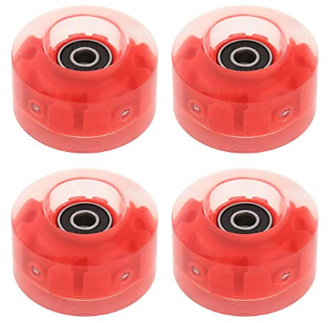 Mealoodiousmusea Rollschuh-Rollen mit Kugellagern für zweireihiges Skateboard, Rot, 4 Stück