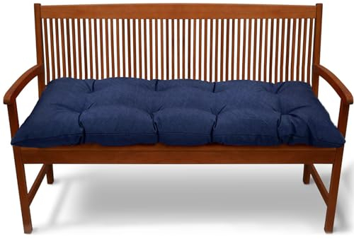 Wasserdichte Bankauflage Outdoor - Sitzkissen für Gartenbank - Gesteppte Gartenmöbel Kissen - Mit Rutschfesten Gurten Bankpolster Auflage für Hollywoodschaukel(Ohne Stuhl)(Size:180cm,Color:Blau)