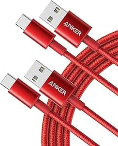 Anker USB C Charger Cable, 2-Pack 10 ft (3 m) USB to USB C, USB A to USB C Braided Phone Charger Cable for iPhone 15 (Standard Charging), Samsung S22/S21, Huawei, Pixel, iPad, Switch, and More